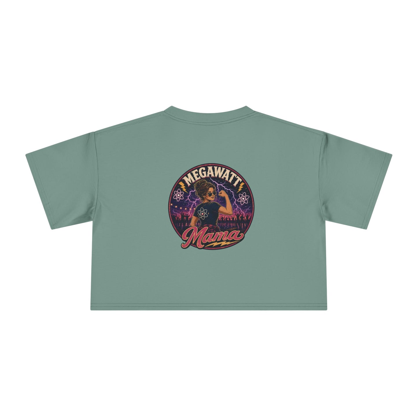 Crop Tee — "Megawatt Mama" Retro Lightning Graphic