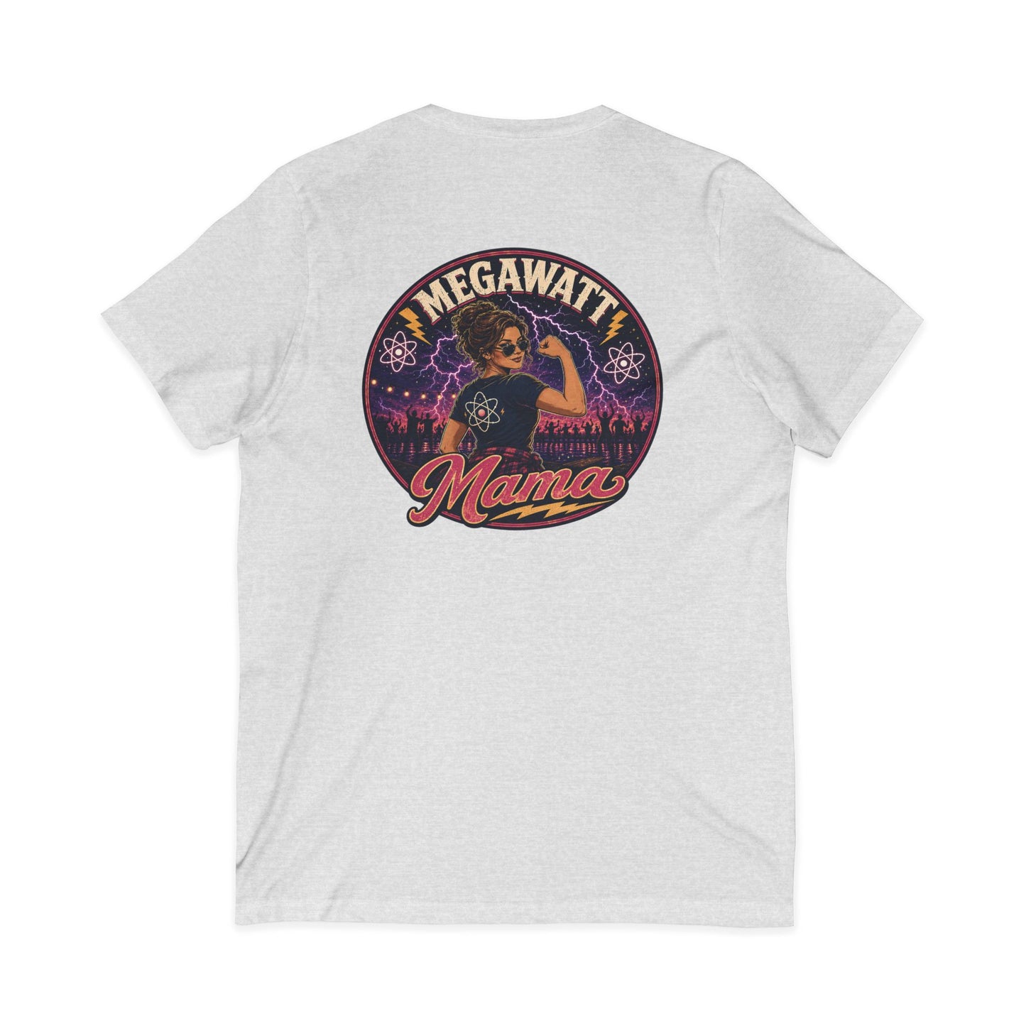 Megawatt Mama V-Neck Tee – Retro Electric Graphic Shirt