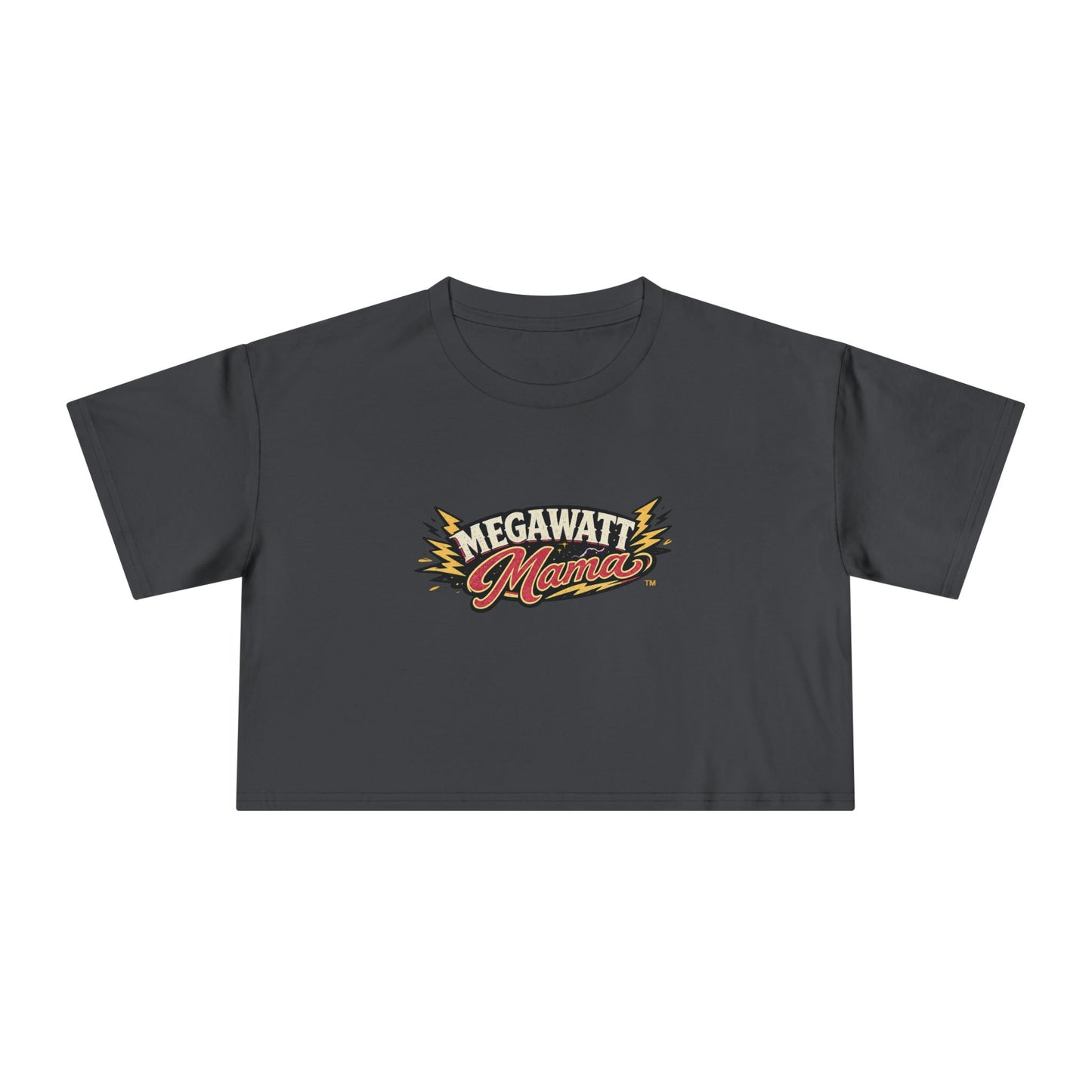 Crop Tee — "Megawatt Mama" Retro Lightning Graphic
