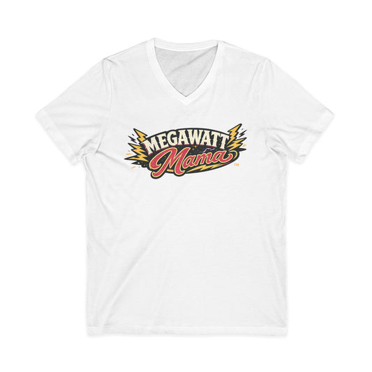Megawatt Mama V-Neck Tee – Retro Electric Graphic Shirt