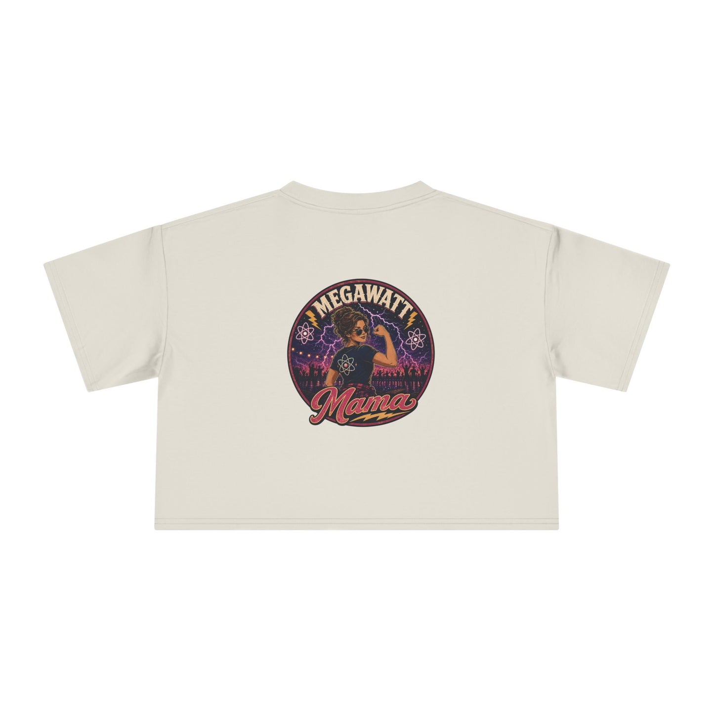 Crop Tee — "Megawatt Mama" Retro Lightning Graphic