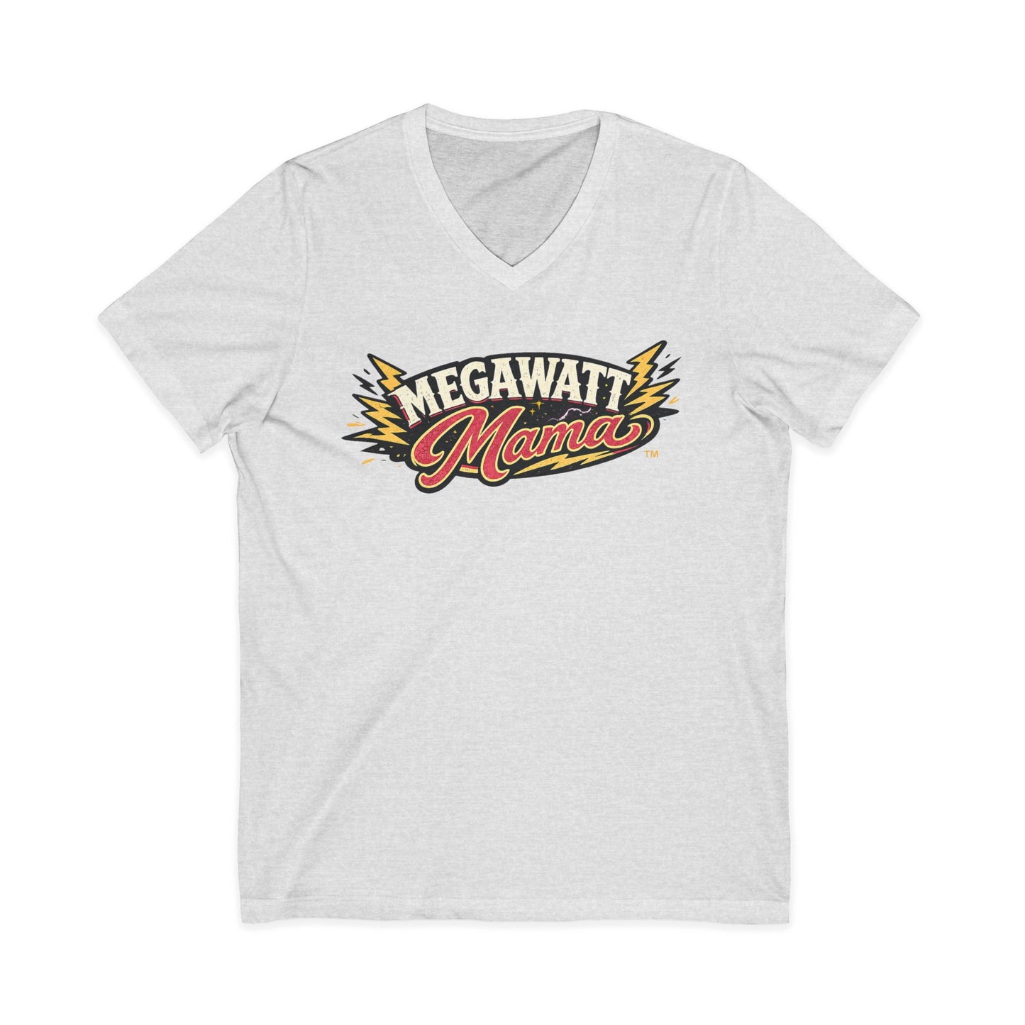 Megawatt Mama V-Neck Tee – Retro Electric Graphic Shirt