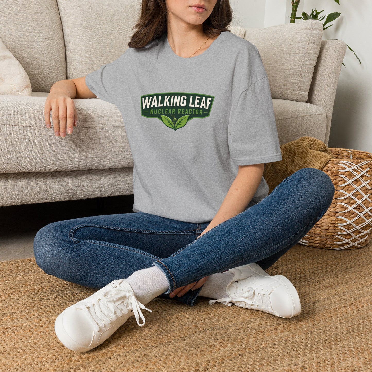 Walking Leaf Nuclear Reactor T-Shirt — Eco Humor Graphic Tee