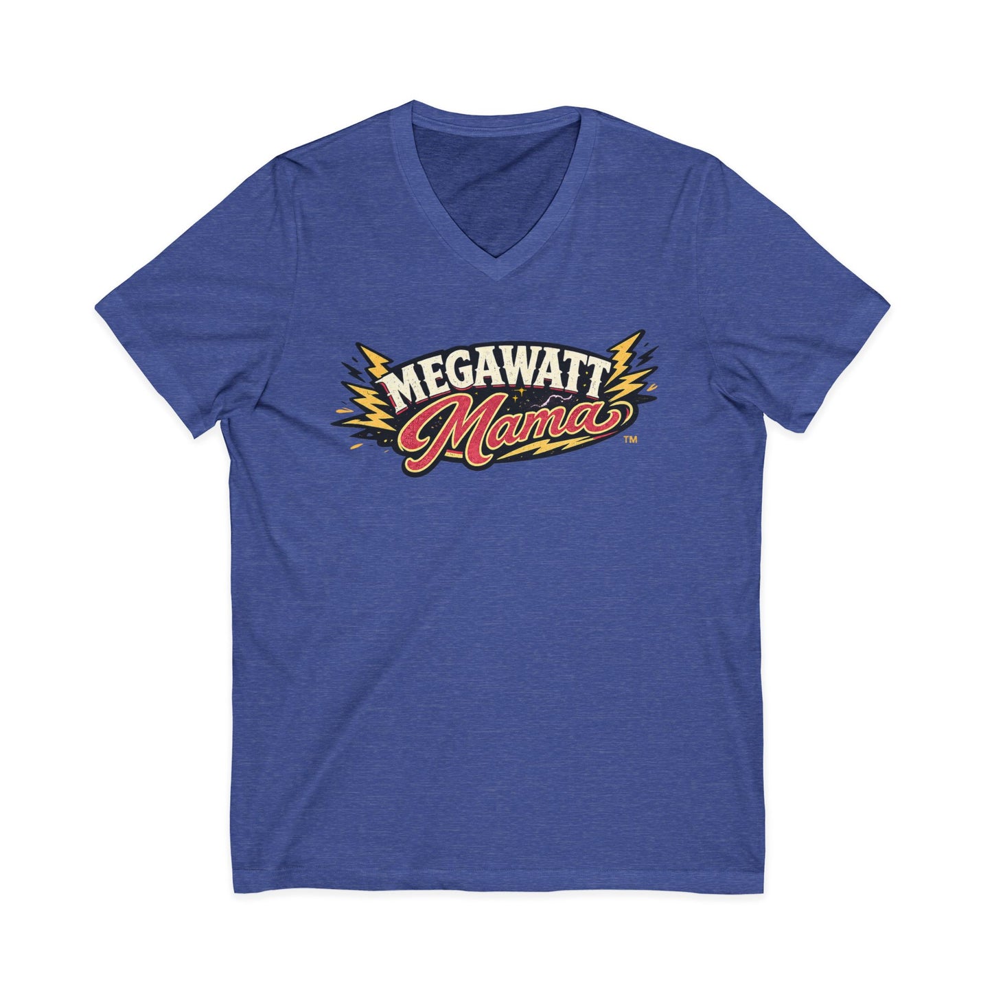 Megawatt Mama V-Neck Tee – Retro Electric Graphic Shirt