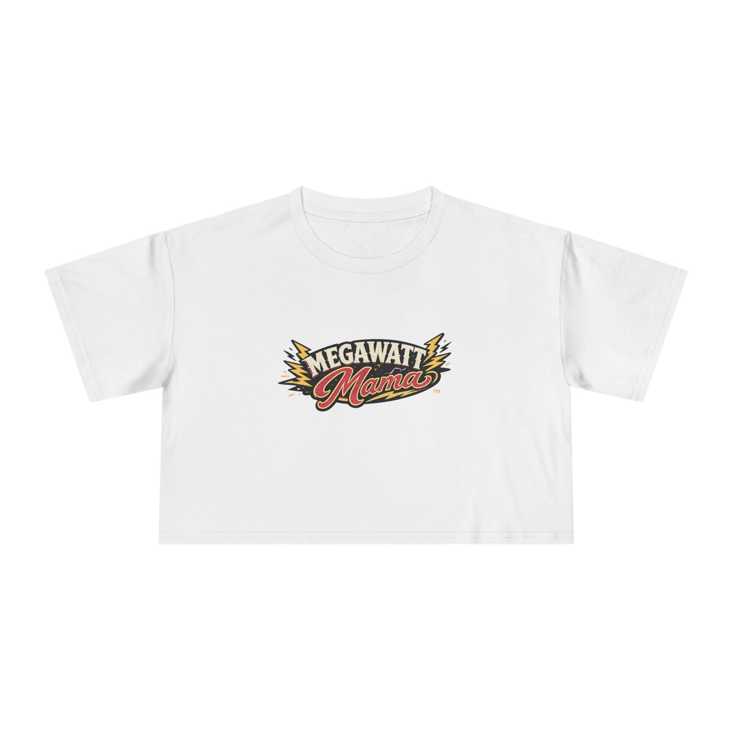 Crop Tee — "Megawatt Mama" Retro Lightning Graphic