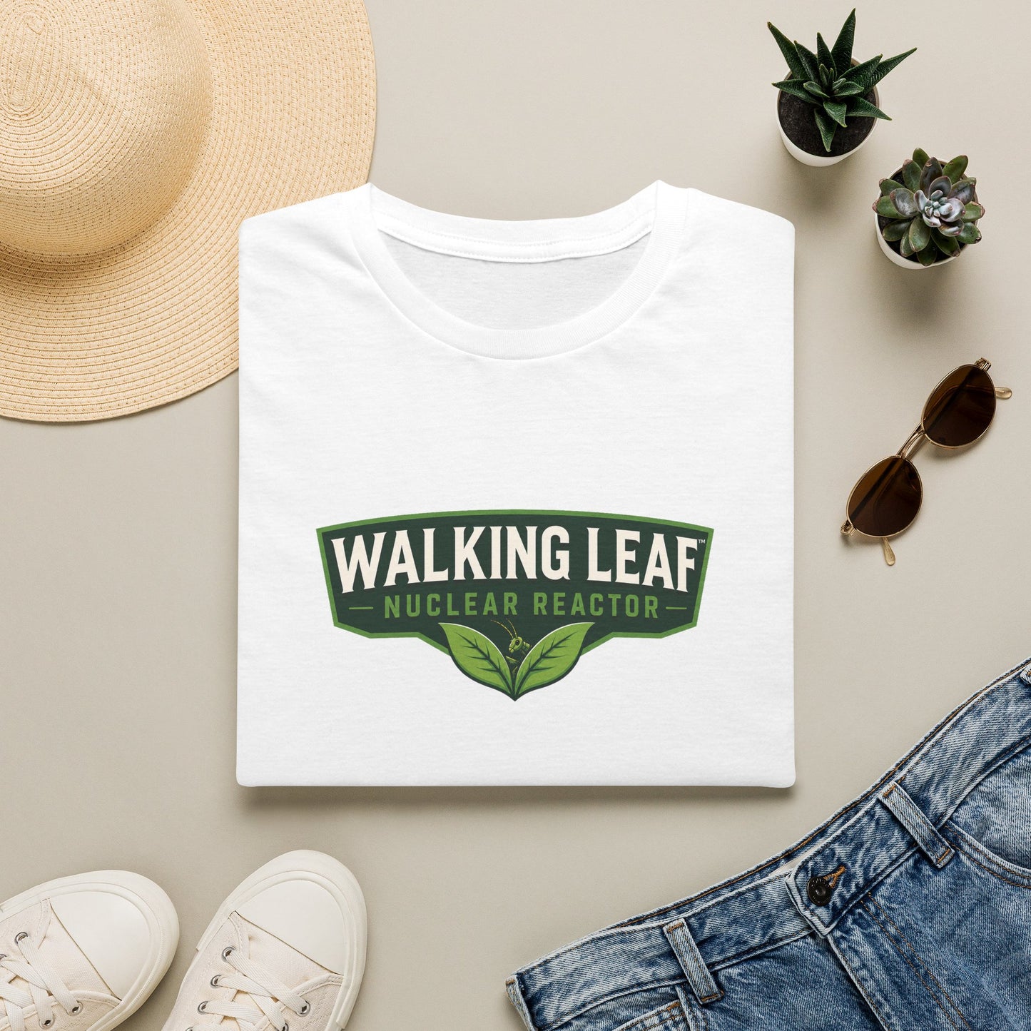 Walking Leaf Nuclear Reactor T-Shirt — Eco Humor Graphic Tee