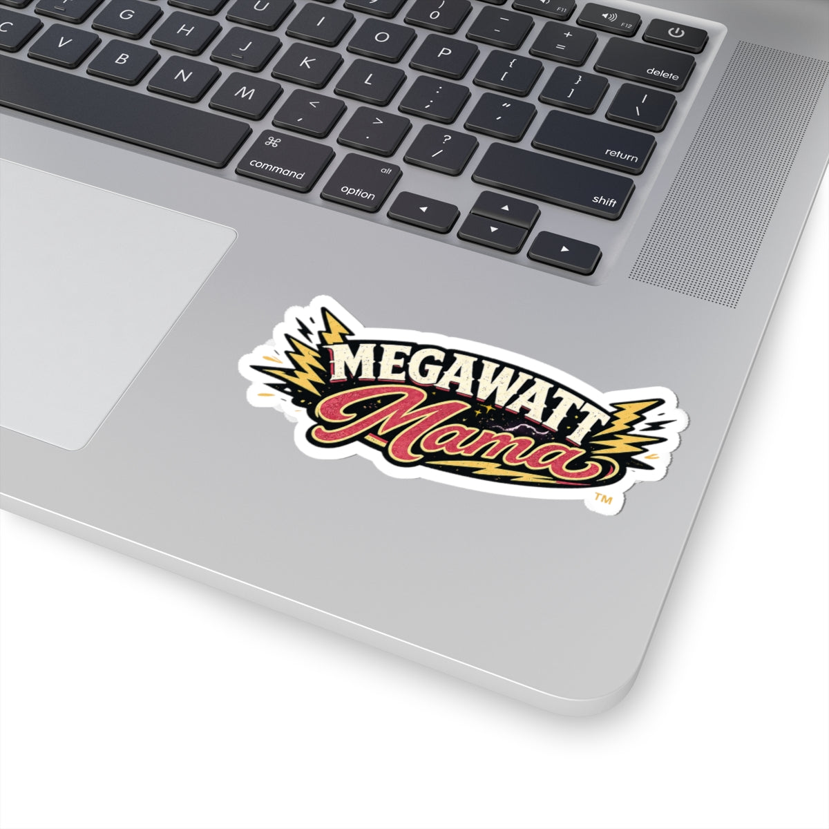 Megawatt Mama Sticker — Retro Lightning Kiss-Cut Vinyl Sticker for Laptops & Gifts