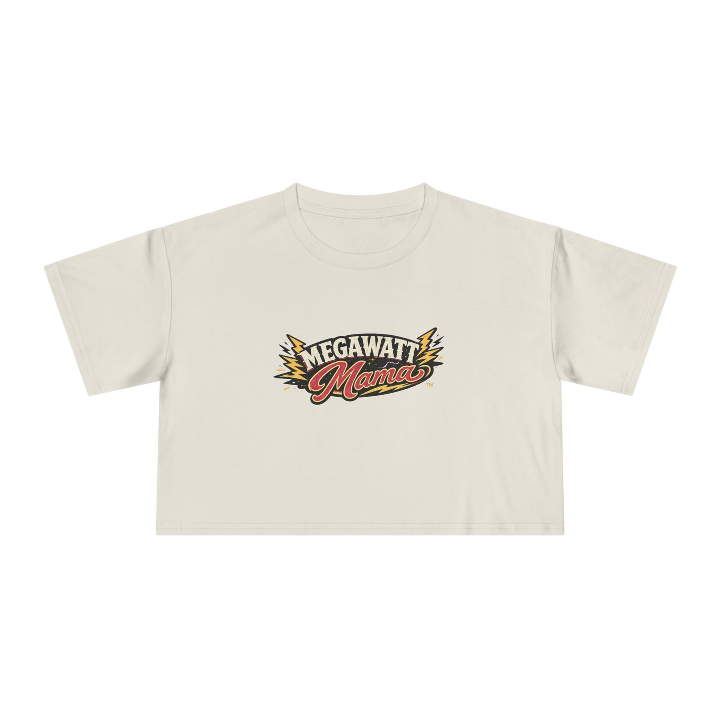Crop Tee — "Megawatt Mama" Retro Lightning Graphic