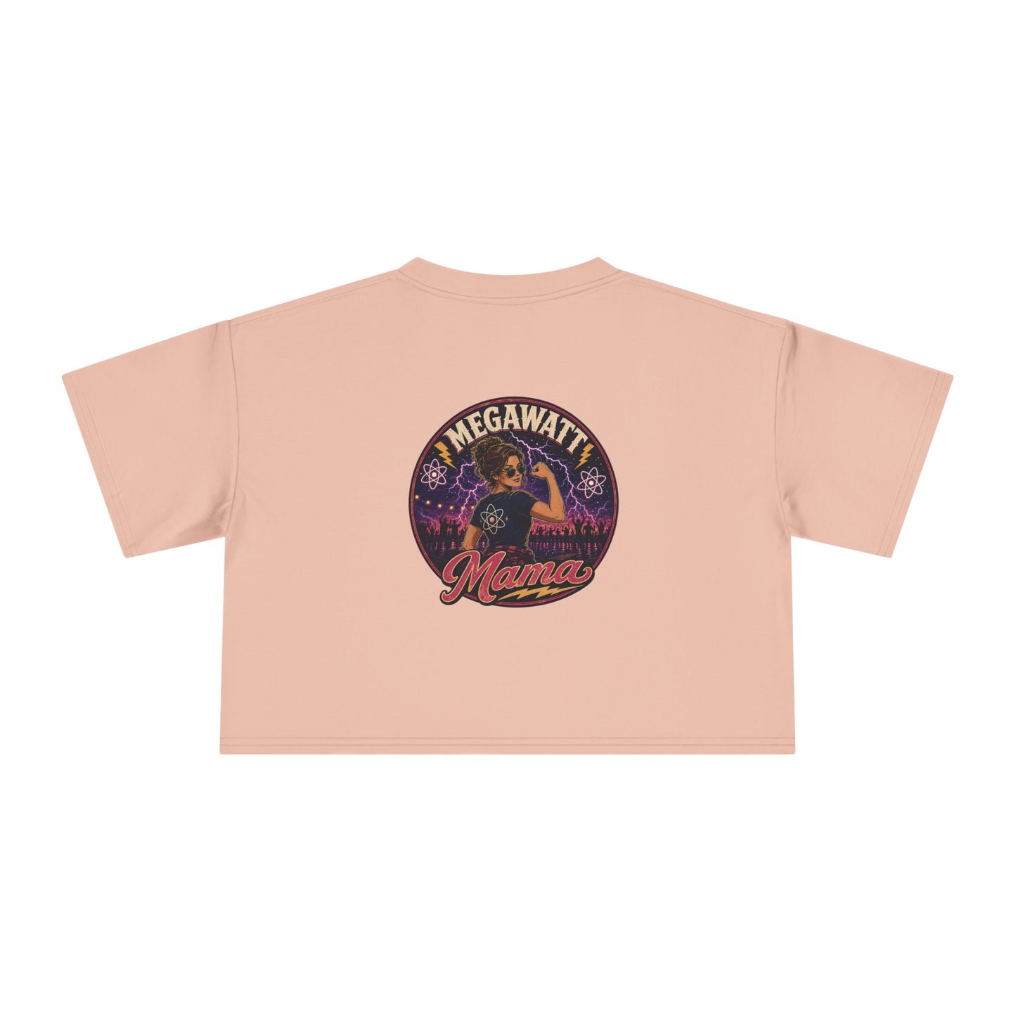 Crop Tee — "Megawatt Mama" Retro Lightning Graphic