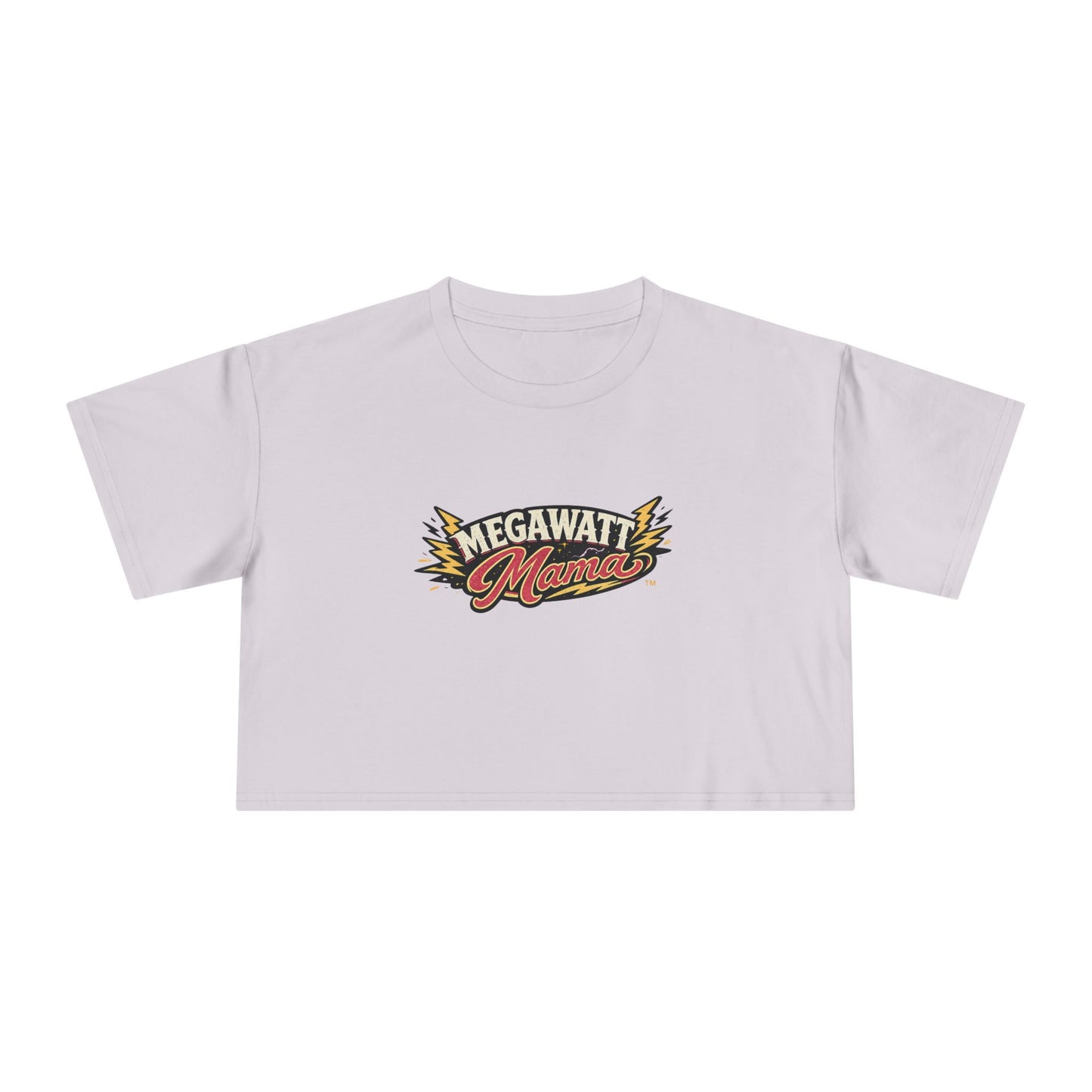 Crop Tee — "Megawatt Mama" Retro Lightning Graphic