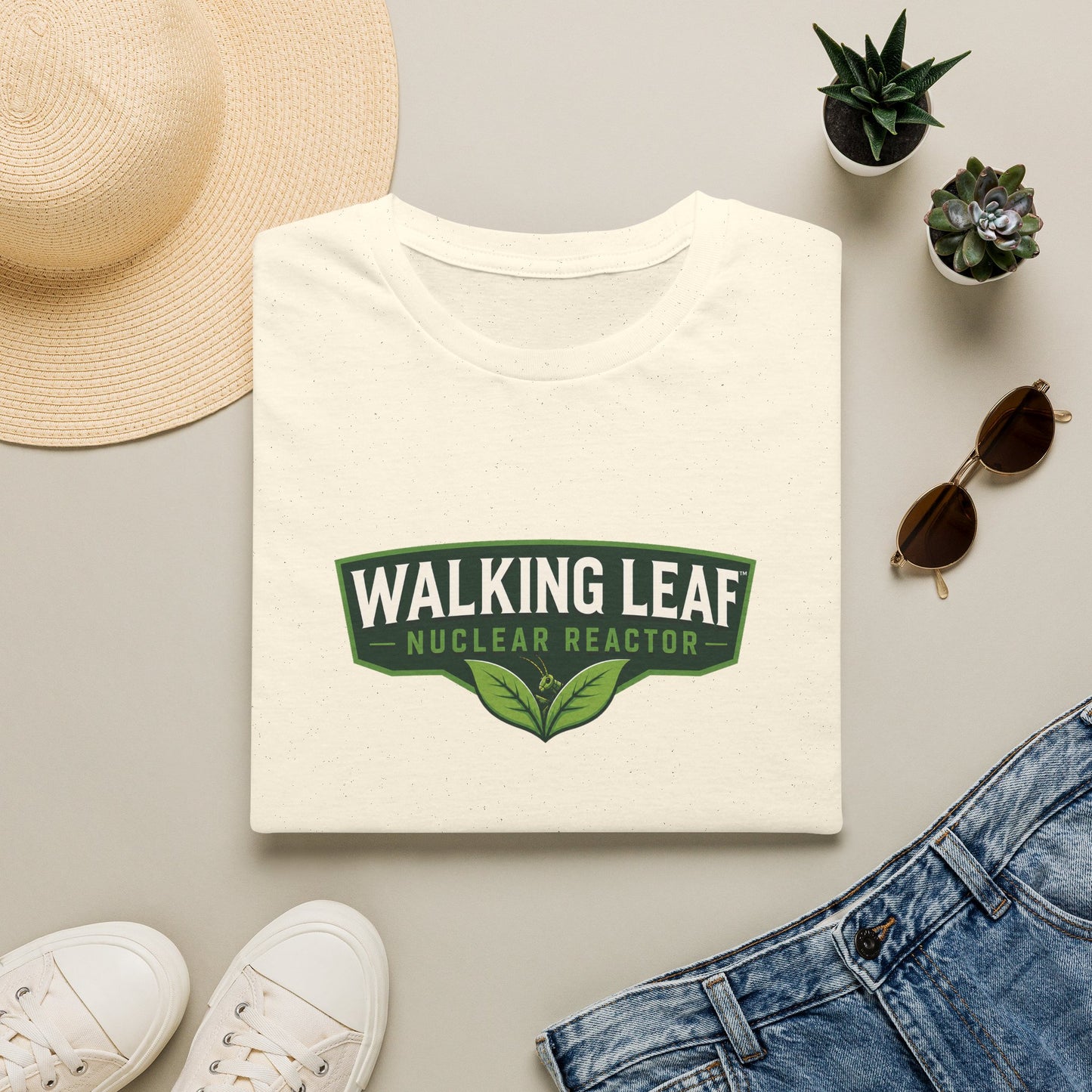 Walking Leaf Nuclear Reactor T-Shirt — Eco Humor Graphic Tee