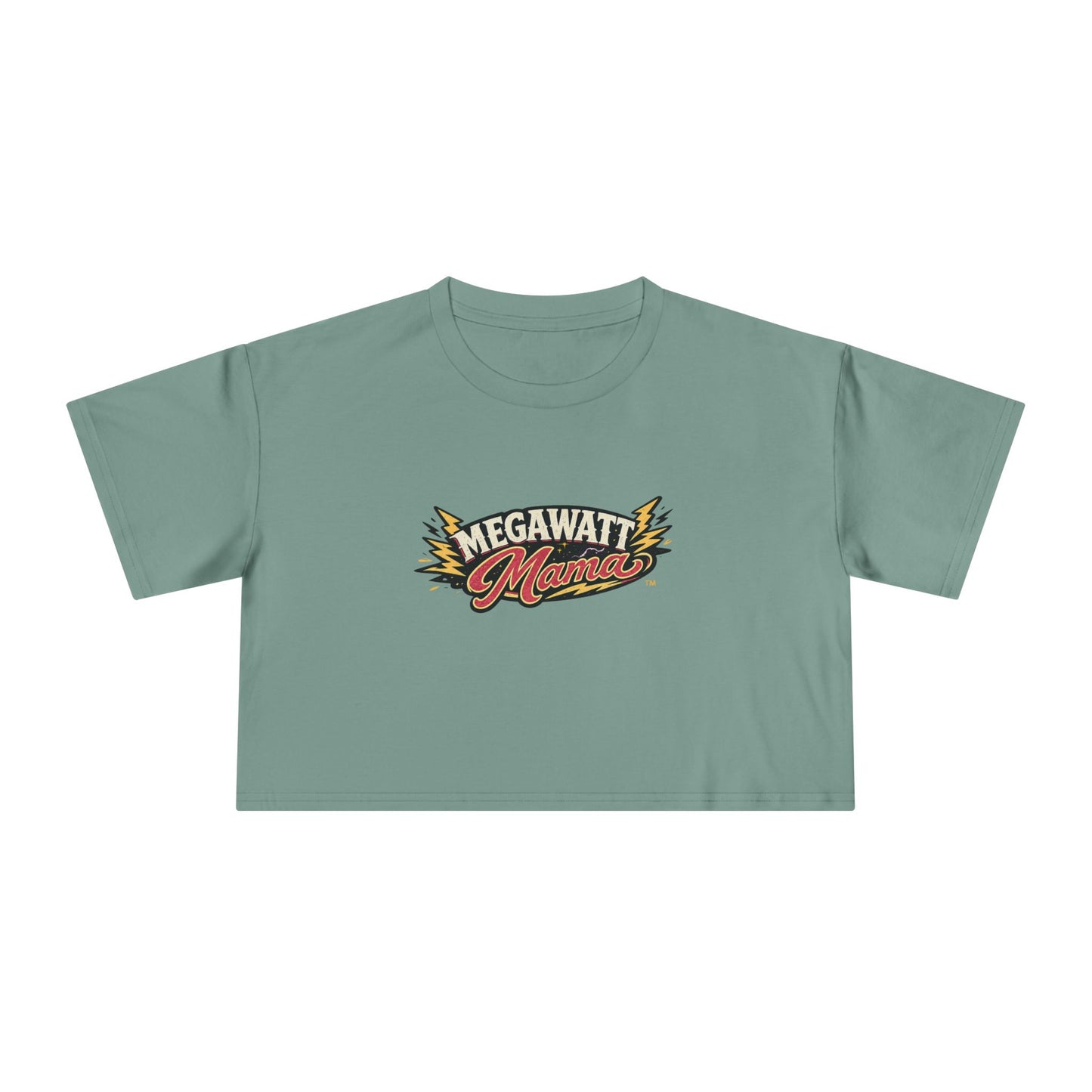 Crop Tee — "Megawatt Mama" Retro Lightning Graphic