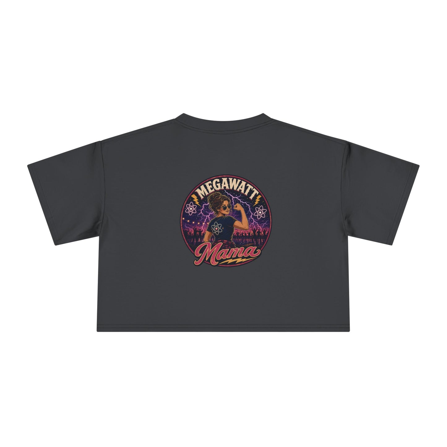 Crop Tee — "Megawatt Mama" Retro Lightning Graphic