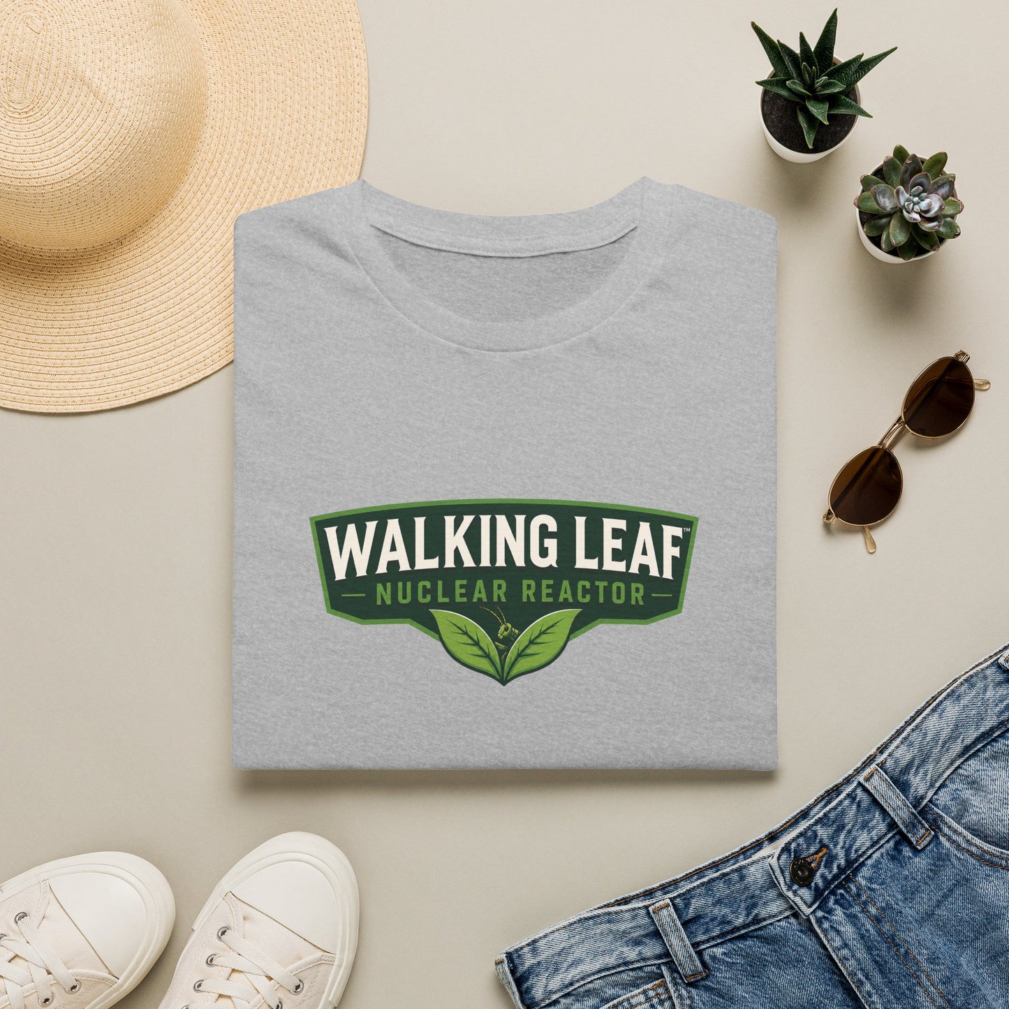 Walking Leaf Nuclear Reactor T-Shirt — Eco Humor Graphic Tee