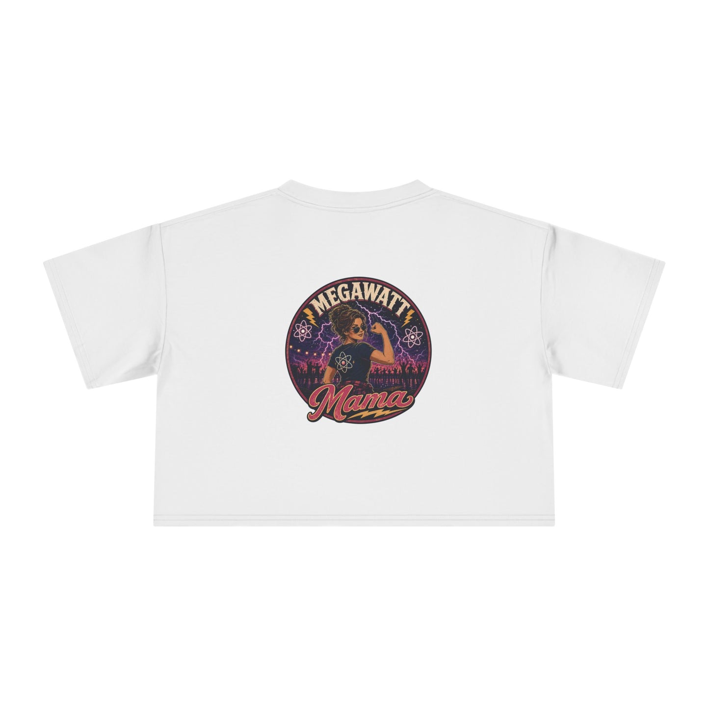 Crop Tee — "Megawatt Mama" Retro Lightning Graphic