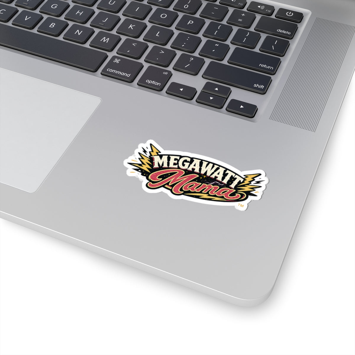 Megawatt Mama Sticker — Retro Lightning Kiss-Cut Vinyl Sticker for Laptops & Gifts